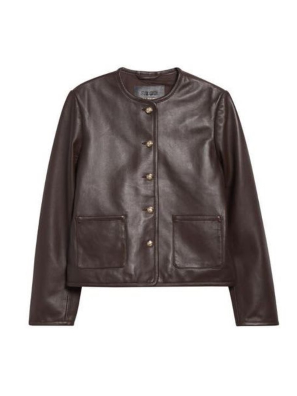 REISS  Gracie Cropped Leather Jacket